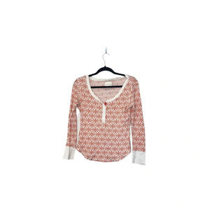 Victoria’s Secret Orange White Snowflake Print Thermal Pajama Top Xsmall Women’s